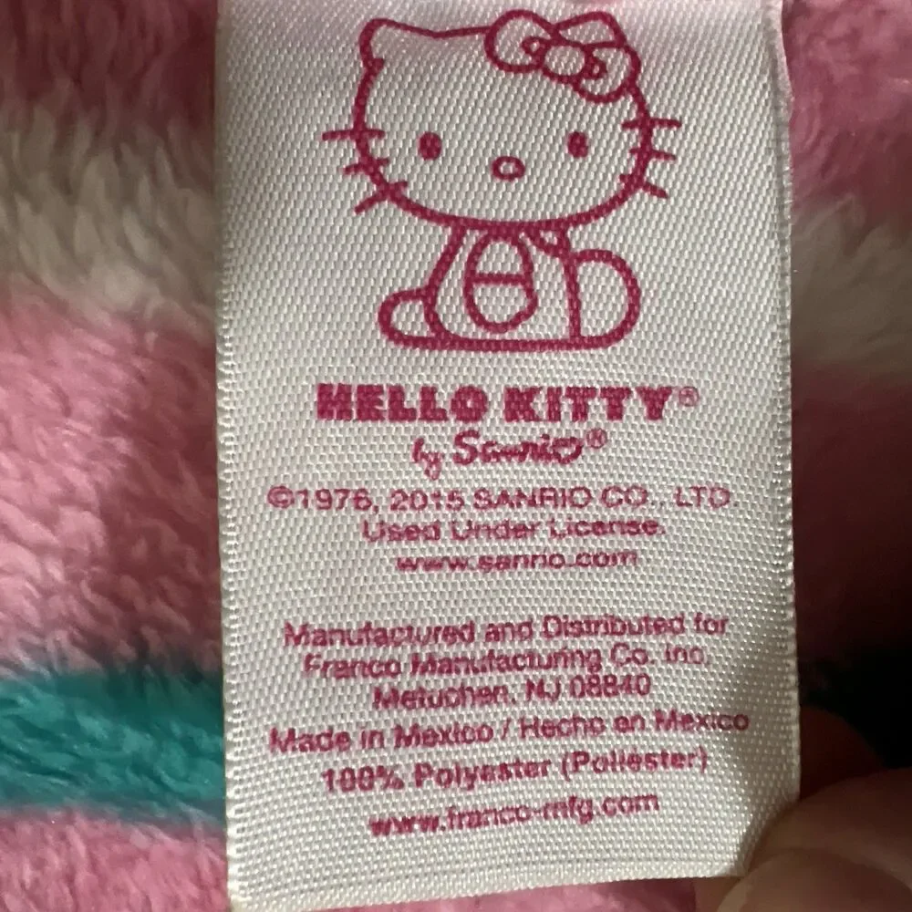 Hello Kitty Throw Blanket White Pink Oversized  Plush Fleece Soft 58X81”